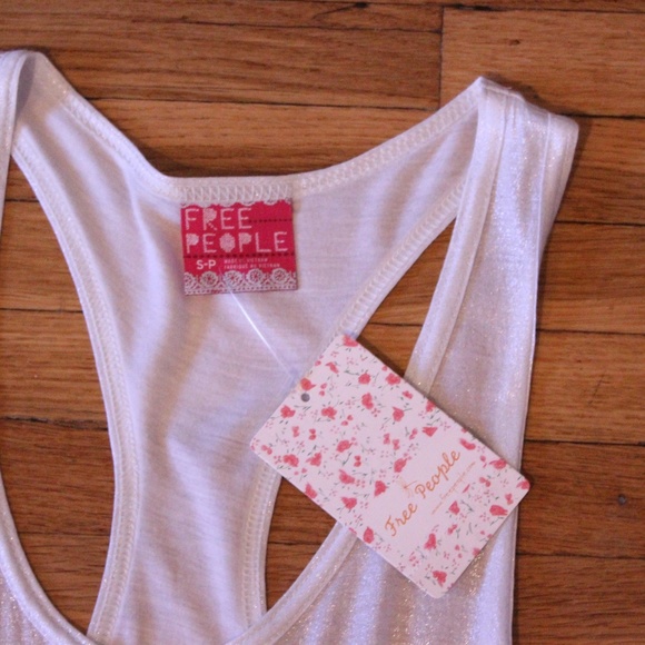 Free People NWT white shiny tank top - Picture 3 of 5